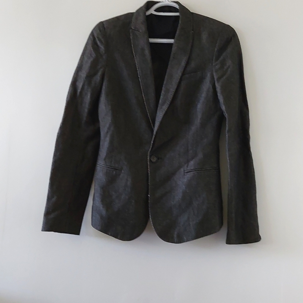 Diesel Black gold linen wool blend one botton blazer jacket size S